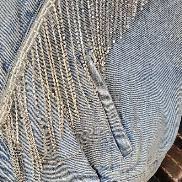 Forever 21 Blue Jean Jacket with Silver Fringe - Picture 12 of 14
